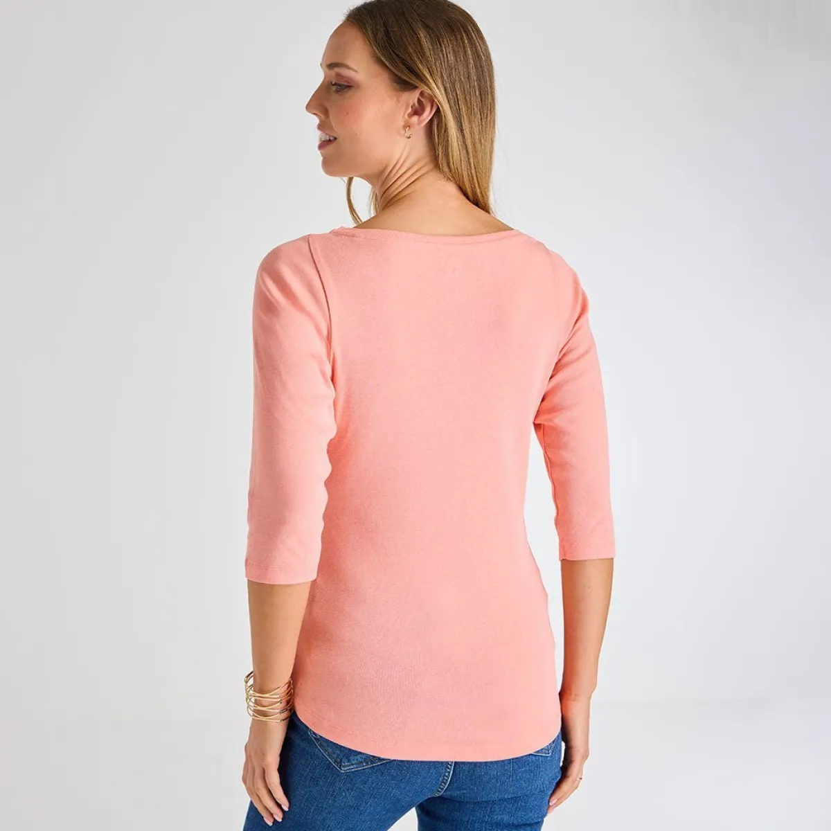 Outlet Ladies Desert Flower 3/4 Sleeve Slash Neck Top Women Basics | Longsleeves