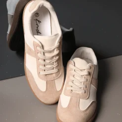 Discount Ladies Ecru Gumsole Court Trainers Women Footwear