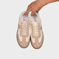 Discount Ladies Ecru Gumsole Court Trainers Women Footwear