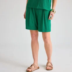 Discount Ladies Emerald Plisse Ribbed Shorts Women Plissé | Plissé