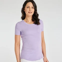 Outlet Ladies Essential Crew Neck Tee Lavender Women Basics