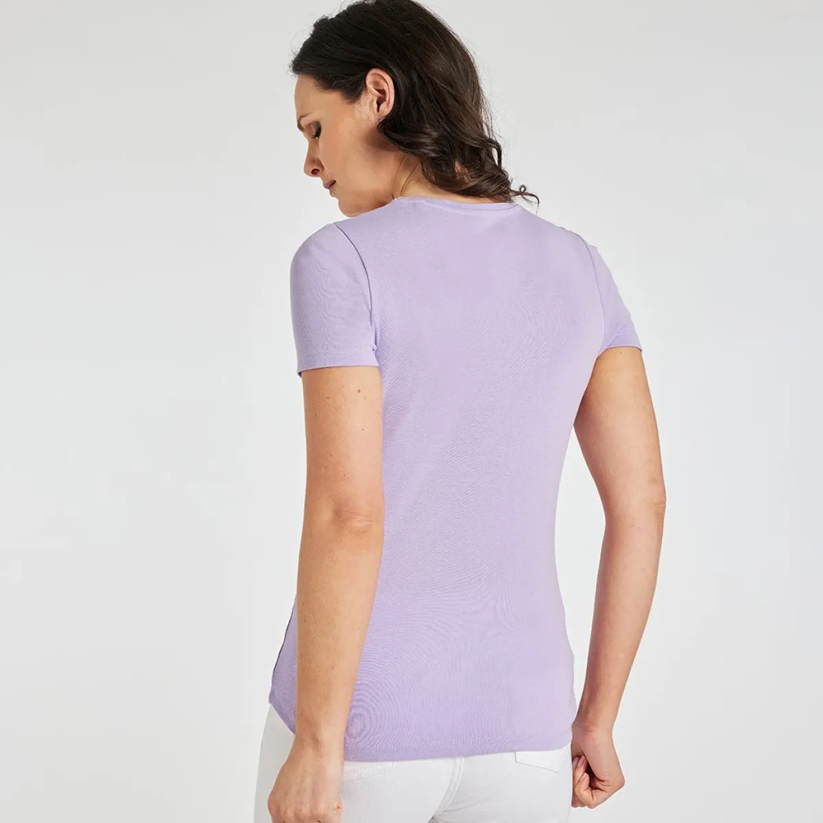 Outlet Ladies Essential Crew Neck Tee Lavender Women Basics