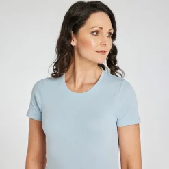 Hot Ladies Essential Crew Neck Tee Light Blue Women Basics