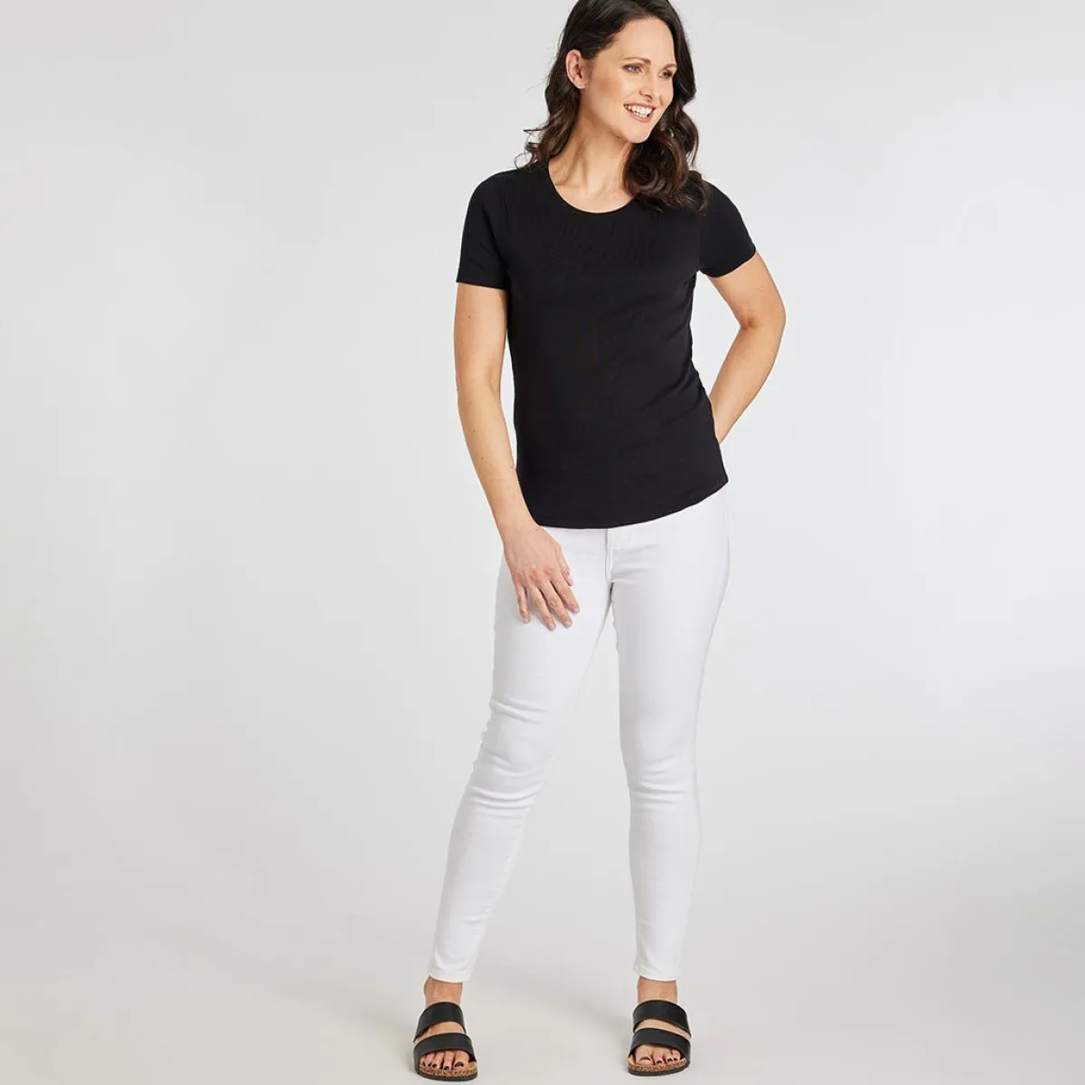 New Ladies Essential Crew Neck Tee Women Basics