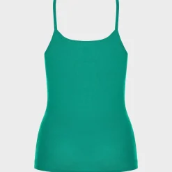 Outlet Ladies Essential Spaghetti Vest Emerald Women Basics | Vests