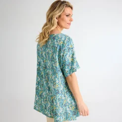 Best Ladies Floral Dipped Hem Top Women Tops