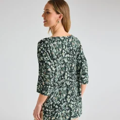 Sale Ladies Animal 3/4 Sleeve Bubble Top Women Tops
