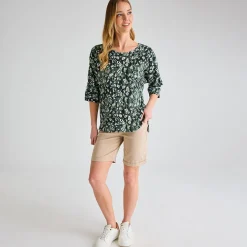 Sale Ladies Animal 3/4 Sleeve Bubble Top Women Tops