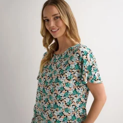 Clearance Ladies Floral Printed Viscose Top Women Tops