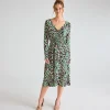 Online Ladies Green Mosaic V Neck Printed Dress Women Dresses | Dresses