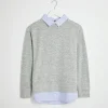 Hot Ladies Jumper With Shirt Insert Women Knitwear | Knitwear