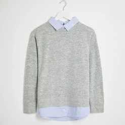Hot Ladies Jumper With Shirt Insert Women Knitwear | Knitwear