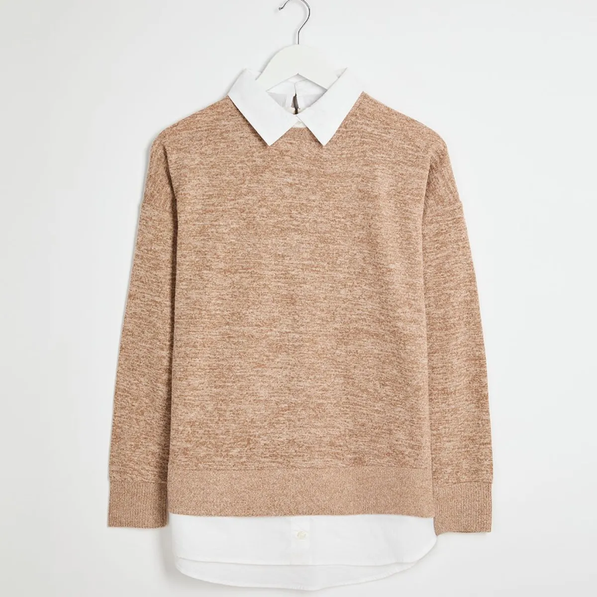 Outlet Ladies Jumper With Shirt Insert Women Knitwear | Knitwear