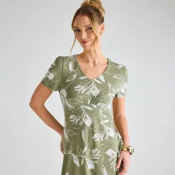 Outlet Ladies Giant Floral V-Neck Printed Dress Women Dresses | Dresses