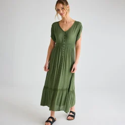 Discount Ladies V Neck Crinkle Dress Women Dresses | Dresses