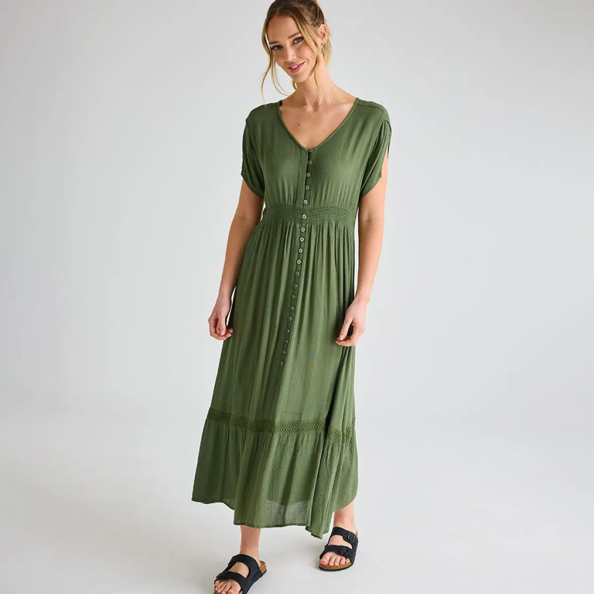 Discount Ladies V Neck Crinkle Dress Women Dresses | Dresses