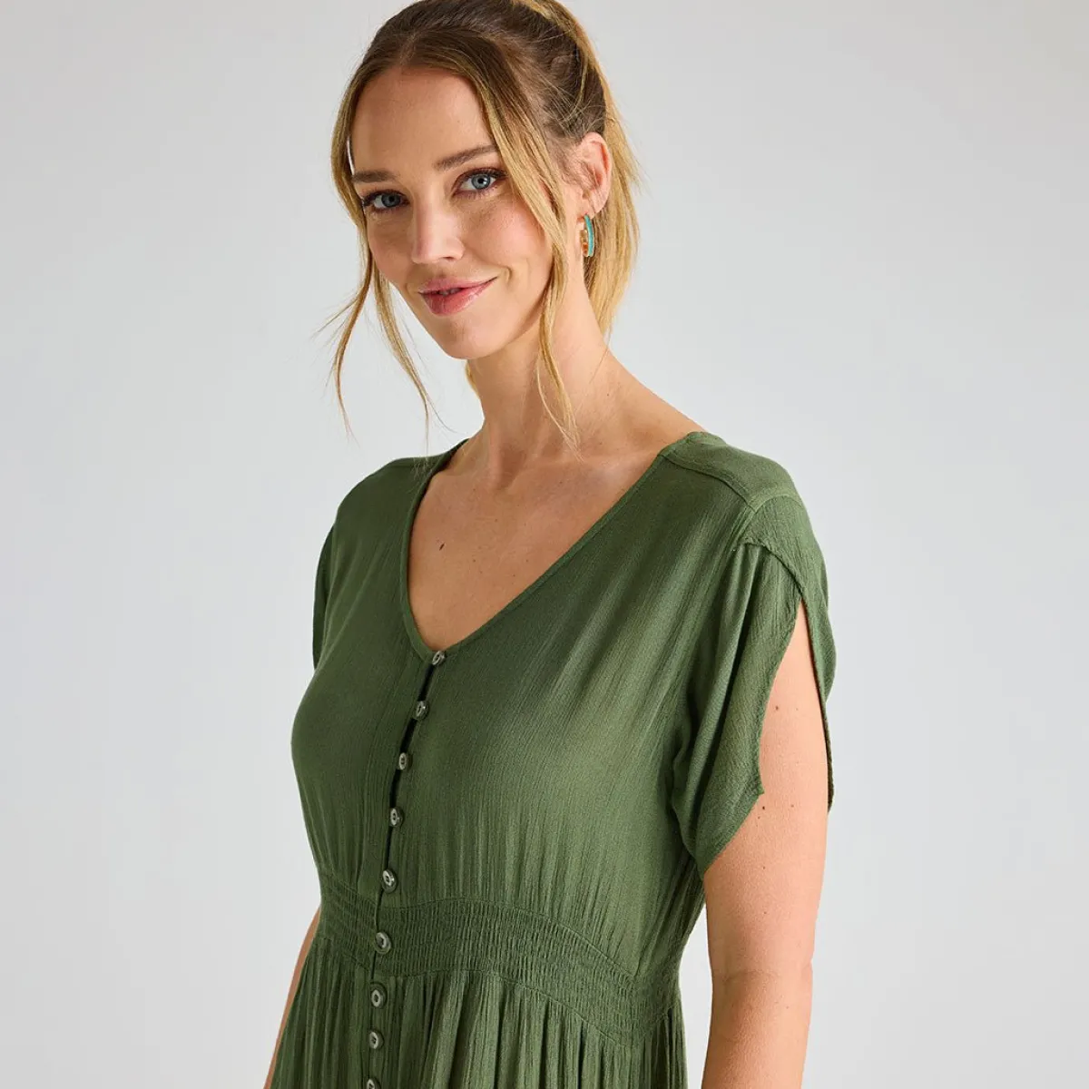 Discount Ladies V Neck Crinkle Dress Women Dresses | Dresses