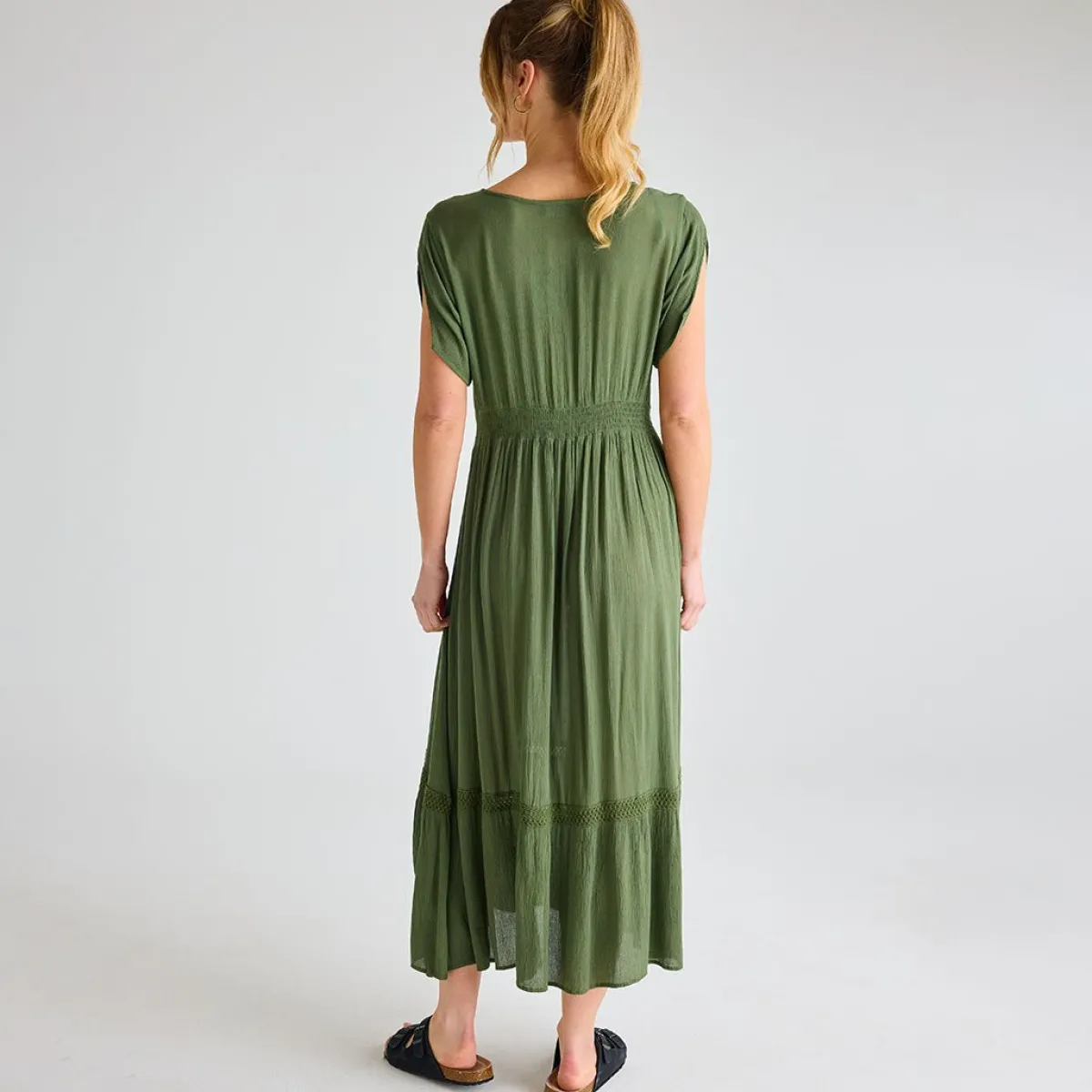 Discount Ladies V Neck Crinkle Dress Women Dresses | Dresses
