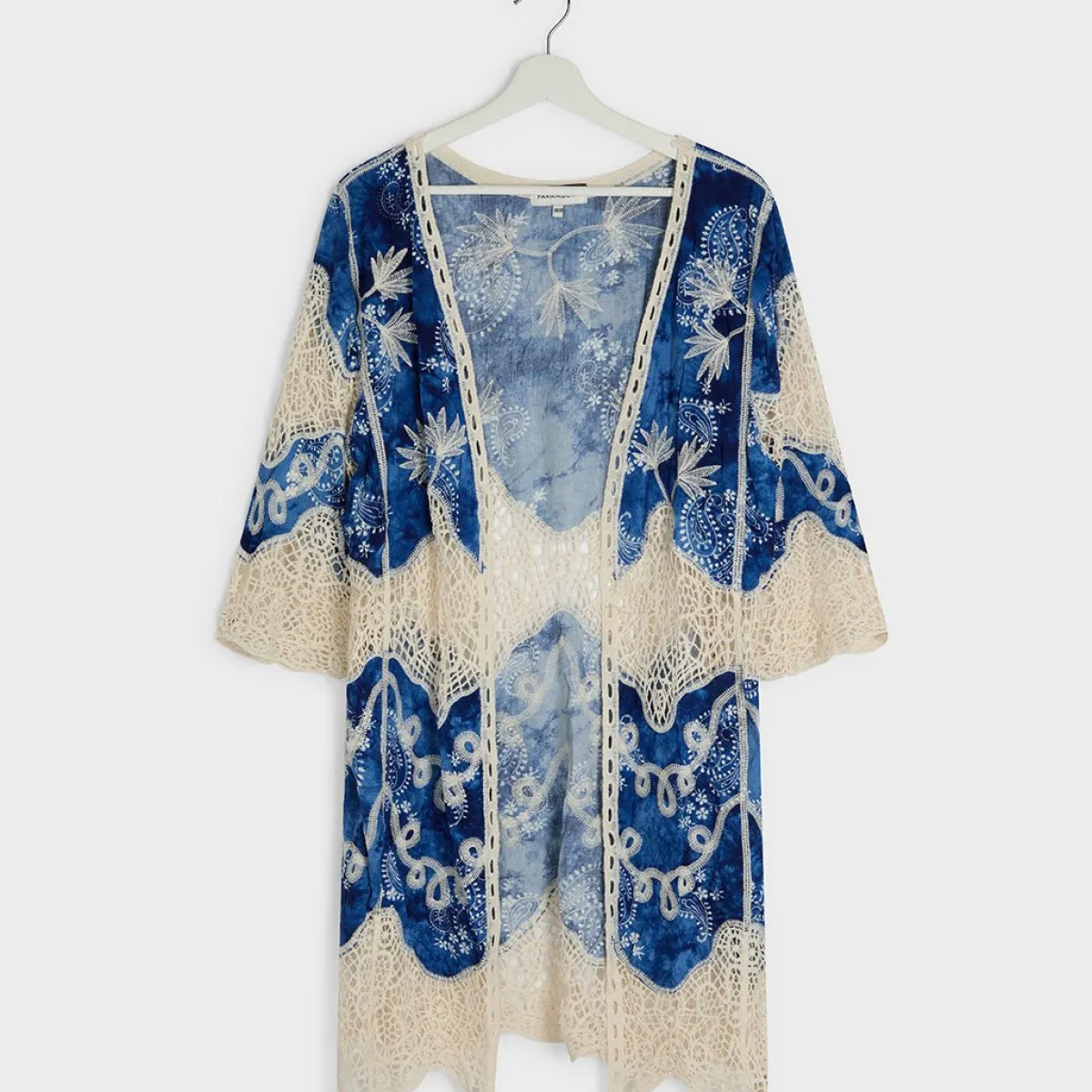 Discount Ladies Leaf Embroidery Crochet Kimono Women Shirts & Blouses