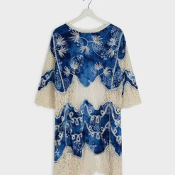 Discount Ladies Leaf Embroidery Crochet Kimono Women Shirts & Blouses