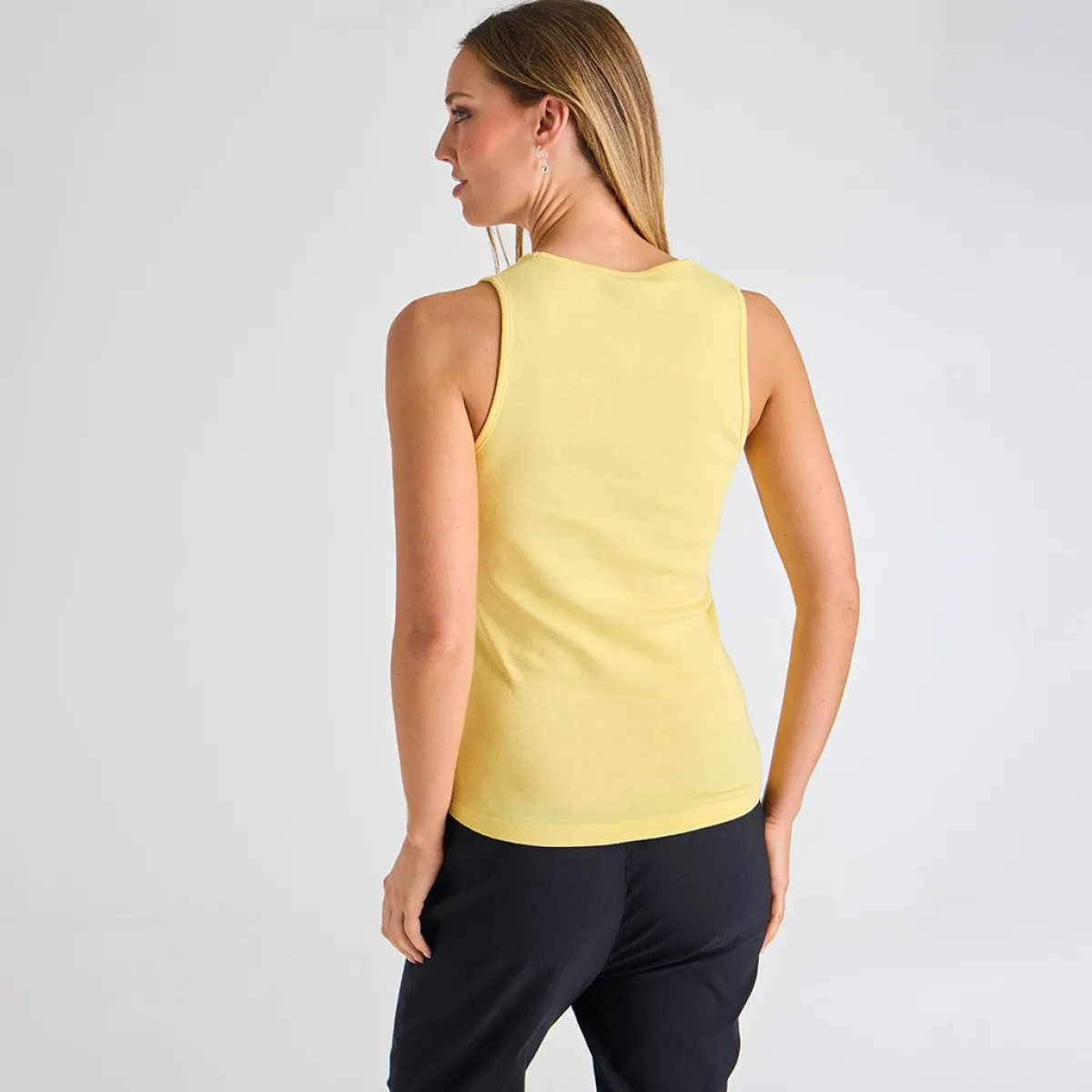 New Ladies Lemon Drop Crew Neck Vest Women Basics | Vests