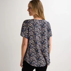 Hot Ladies Leopard Blue Printed Viscose Top Women Tops