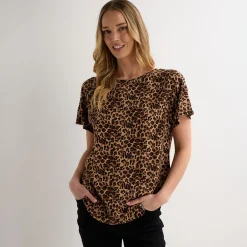 Fashion Ladies Leopard Tan Printed Viscose Top Women Tops