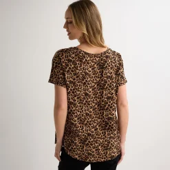 Fashion Ladies Leopard Tan Printed Viscose Top Women Tops