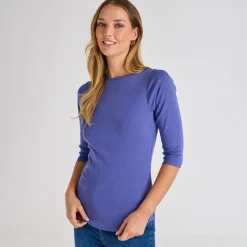 Clearance Ladies Marlin 3/4 Sleeve Slash Neck Top Women Basics | Longsleeves
