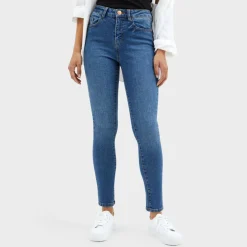 Online Ladies Mid Rise Skinny Jeans Women Jeans