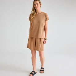 Clearance Ladies Mushroom Plisse Ribbed Shorts Women Plissé | Plissé