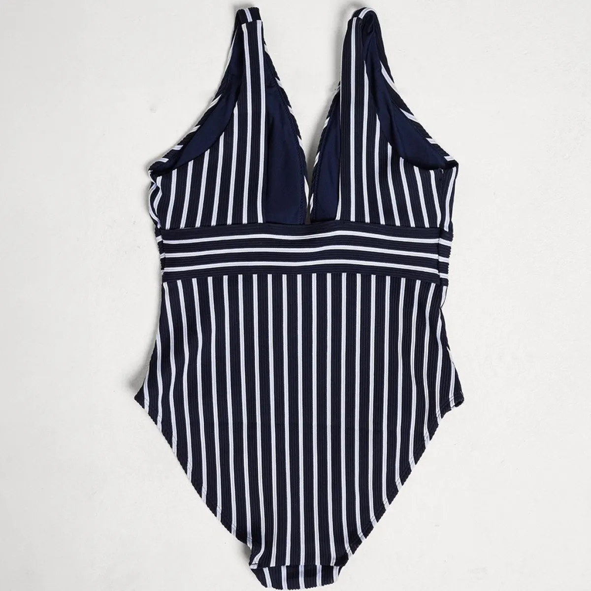 Hot Ladies Navy And White Stripe Swimsuit Women Swimwear