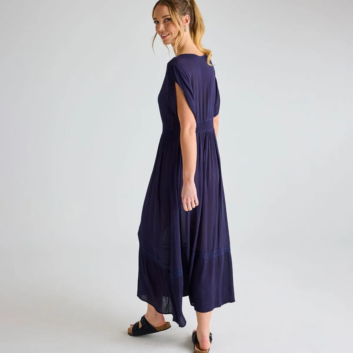 Outlet Ladies V Neck Crinkle Dress Women Dresses | Dresses