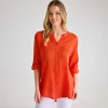 Outlet Ladies Crinkle Button Through Shirt Women Shirts & Blouses