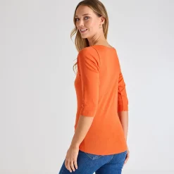 Hot Ladies ade 3/4 Sleeve Slash Neck Top Women Basics | Longsleeves