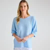 Outlet Ladies Pale Blue 3/4 Sleeve Bubble Top Women Tops