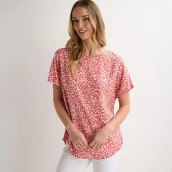 Fashion Ladies Ditsy Printed Viscose Top Women Tops