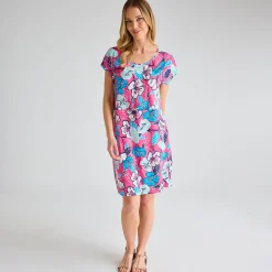 New Ladies Floral Cap Sleeve Printed Dress Women Dresses | Dresses