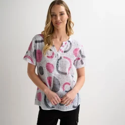 Clearance Ladies Printed Crinkle Top Women Shirts & Blouses