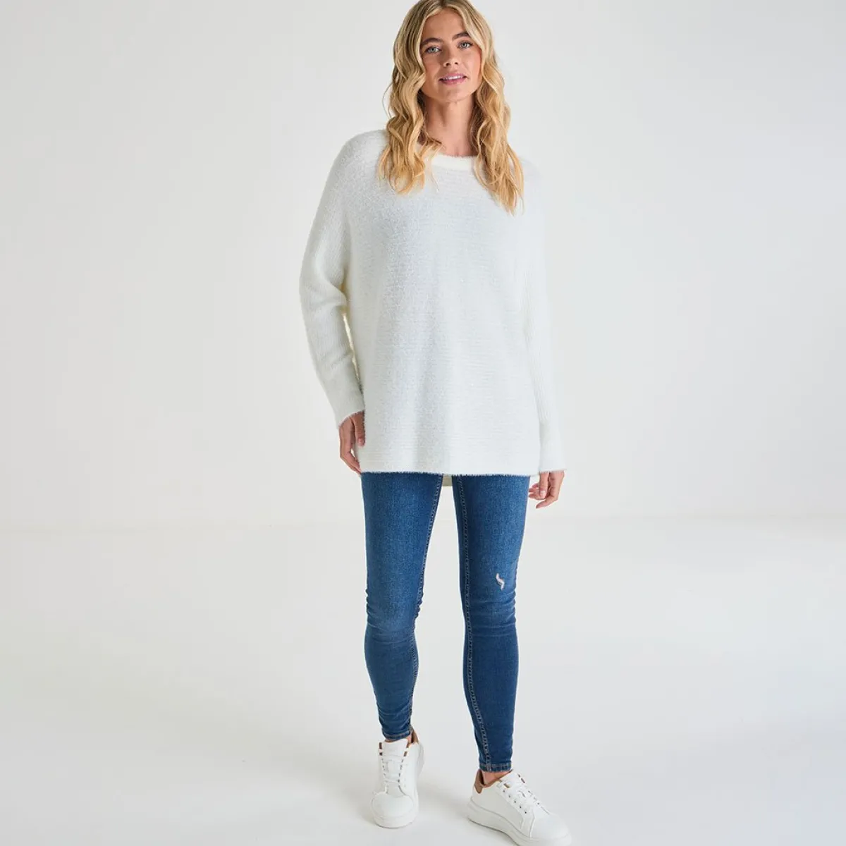 Fashion Ladies Ribbed Eyelash Batwing Jumper Women Knitwear | Knitwear