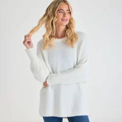 Fashion Ladies Ribbed Eyelash Batwing Jumper Women Knitwear | Knitwear