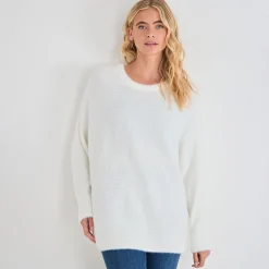 Fashion Ladies Ribbed Eyelash Batwing Jumper Women Knitwear | Knitwear