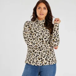 Clearance Ladies Roll Neck Top Women Longsleeves