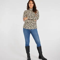 Clearance Ladies Roll Neck Top Women Longsleeves