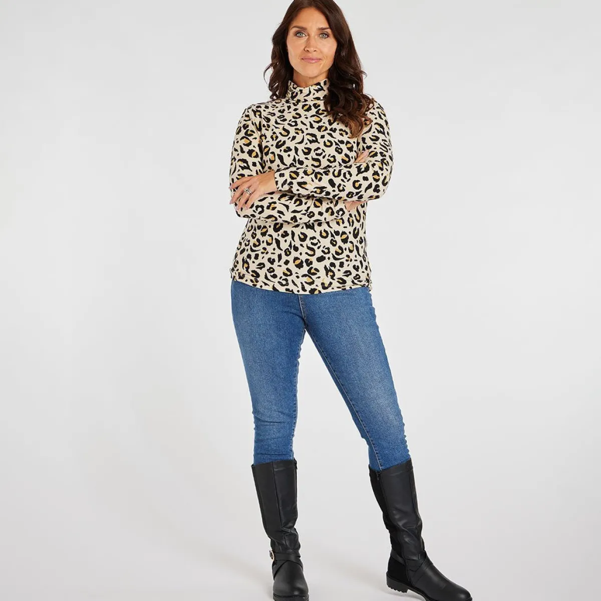 Clearance Ladies Roll Neck Top Women Longsleeves