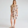 Sale Ladies Stone Mix Linen Printed Pocket Dress Women Linen | Dresses