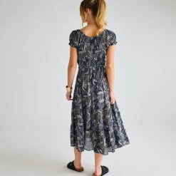 Hot Ladies Stone Multi Leaf Crinkle Gathered Dress Women Dresses | Dresses