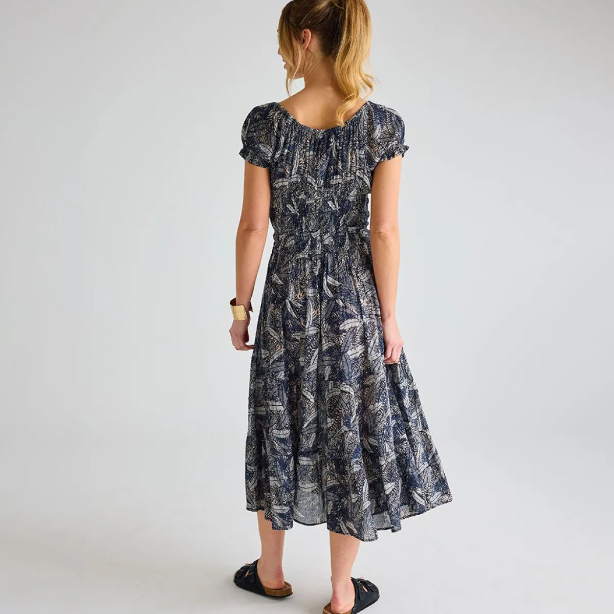 Hot Ladies Stone Multi Leaf Crinkle Gathered Dress Women Dresses | Dresses