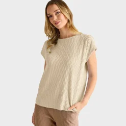 New Ladies Stone Plisse Top Women Plissé | Plissé