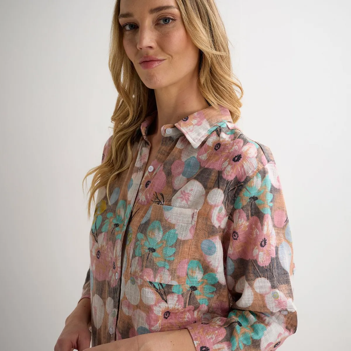 Hot Ladies Stone Printed Button Through Shirt Women Shirts & Blouses